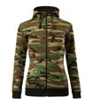 CAMO ZIPPER, dámská maskáčová mikina s kapucí