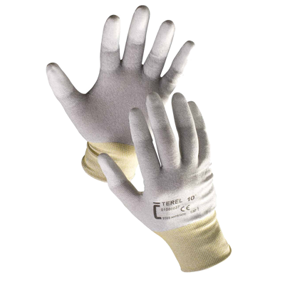 TEREL Povrstvené antistatické rukavice, 12 párů