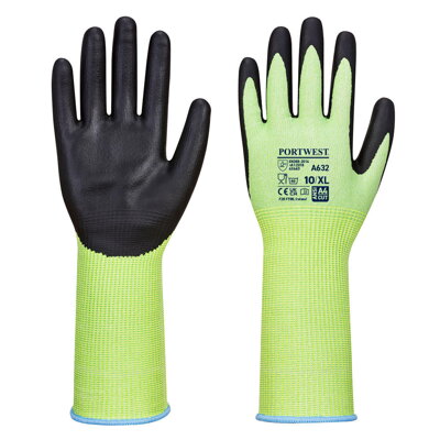 A632 Zelené neprořezné rukavice s dlouhou manžetou