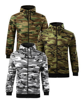 CAMO ZIPPER, maskáčová mikina s kapucí