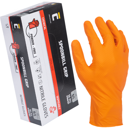 SPOONBILL GRIP, nitrilové oranžové rukavice
