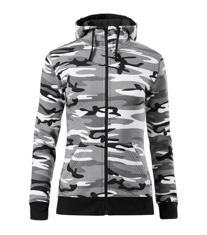 CAMO ZIPPER, dámská maskáčová mikina s kapucí