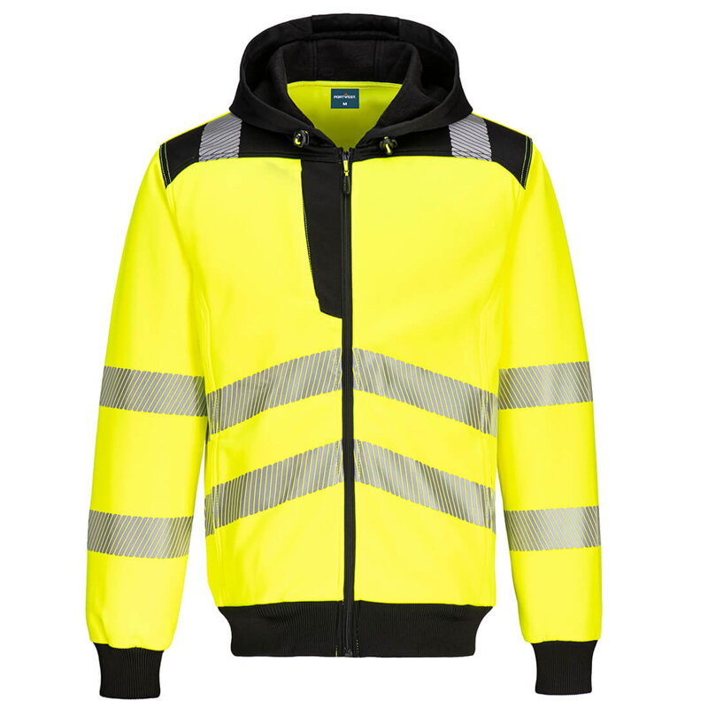 PW327, Hi-Vis mikina s kapucí na zip