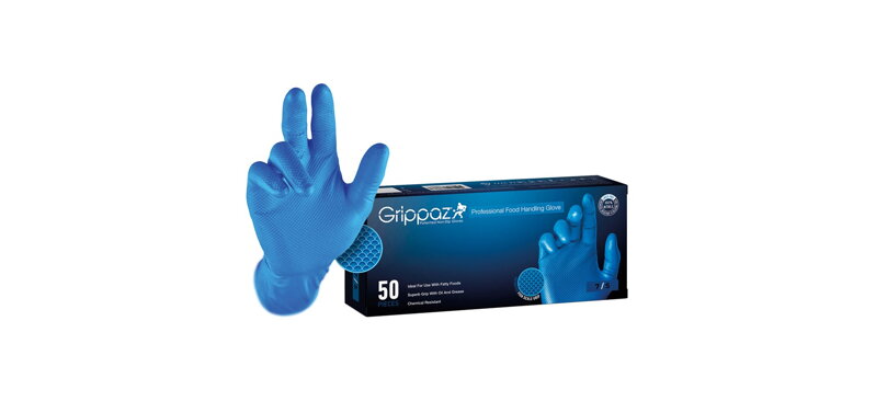 GRIPPAZ, silné modré nitrilové rukavice 300 mm