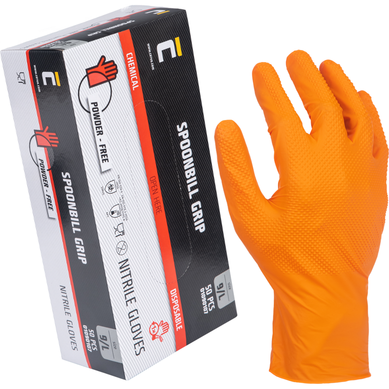 SPOONBILL GRIP, nitrilové oranžové rukavice