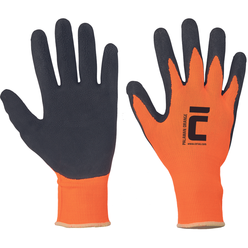 PALAWAN, rukavice nylon/latex oranžové