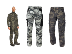 CRAMBE maskáčové kalhoty do pasu camouflage